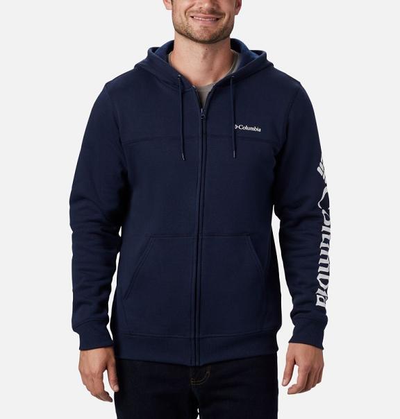 Columbia Logo Hoodies Navy White For Men's NZ70413 New Zealand